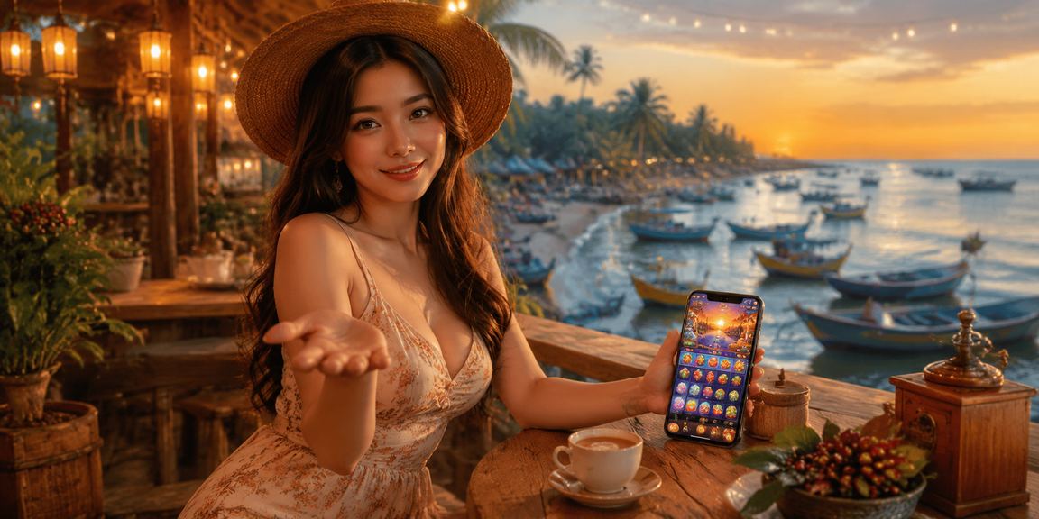Người chơi Mũi Né tham gia casino di động và Jackpot Slots bên ly cà phê buổi sáng